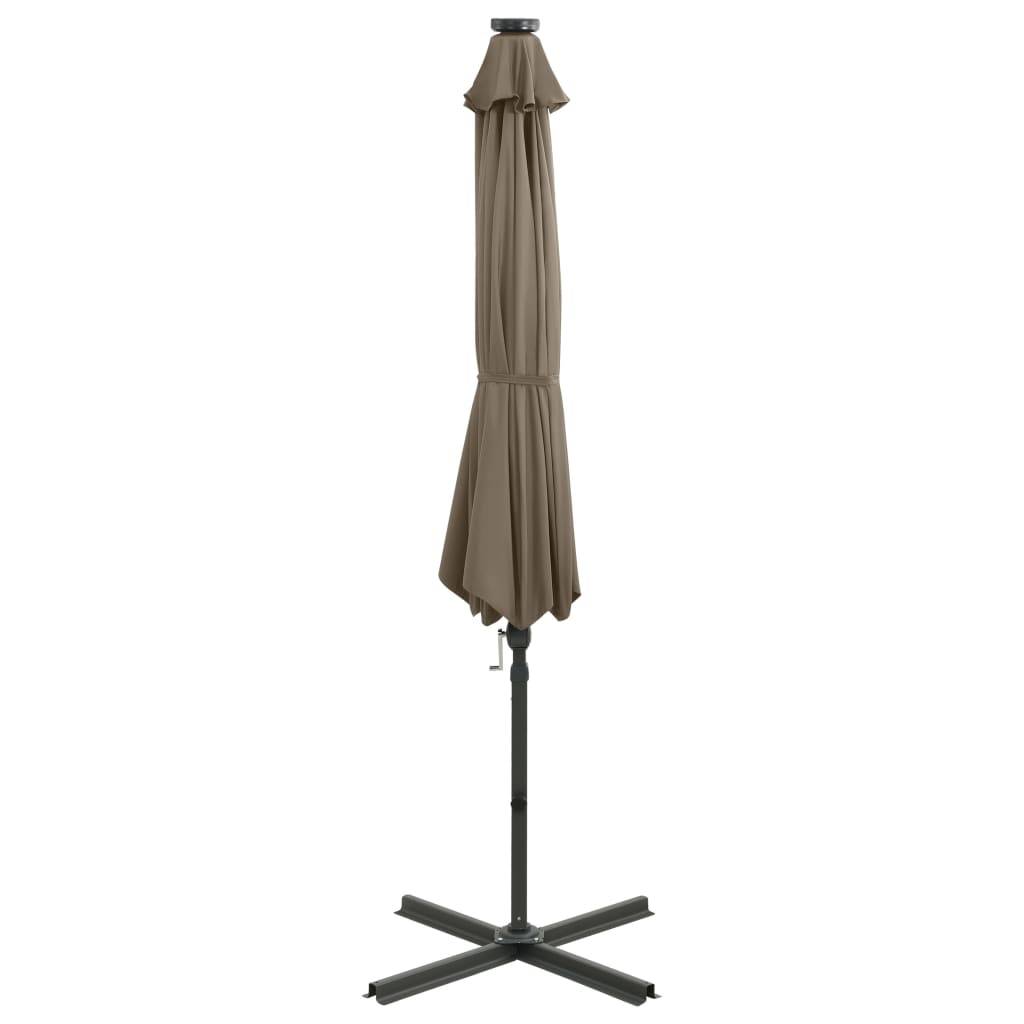 Helloshop26 - Parasol meuble de jardin déporté avec mât et lumières led 300 cm taupe - Imagen 6