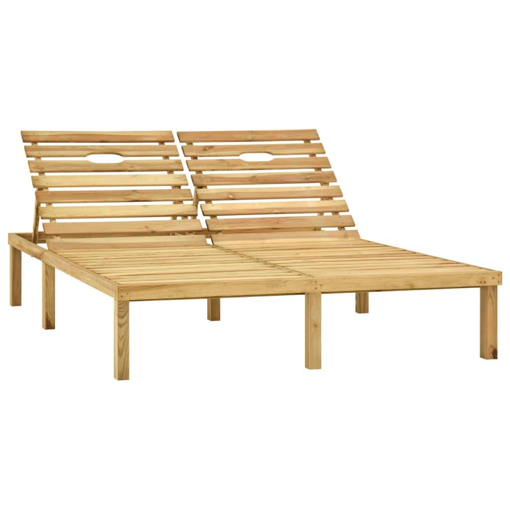 Helloshop26 - Transat chaise longue bain de soleil lit de jardin terrasse meuble d'extérieur double et coussins vert bois de pin imprégné - Imagen 2