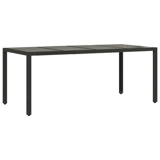 Grande Table de Jardin Noire 190 cm 8 Personnes en Résine Tressée et Verre Trempé – ComfortXL Outdoor Living - Image 2