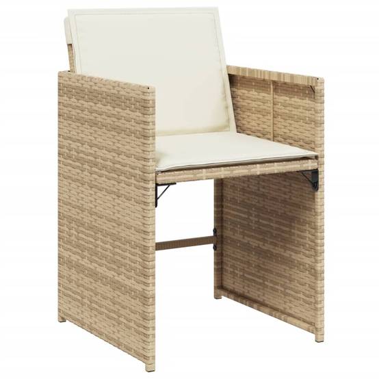 Table et Chaises de Jardin 12 Places Résine Tressée Encastrable Plateau Bois Beige – ComfortXL Outdoor Living - Image 3