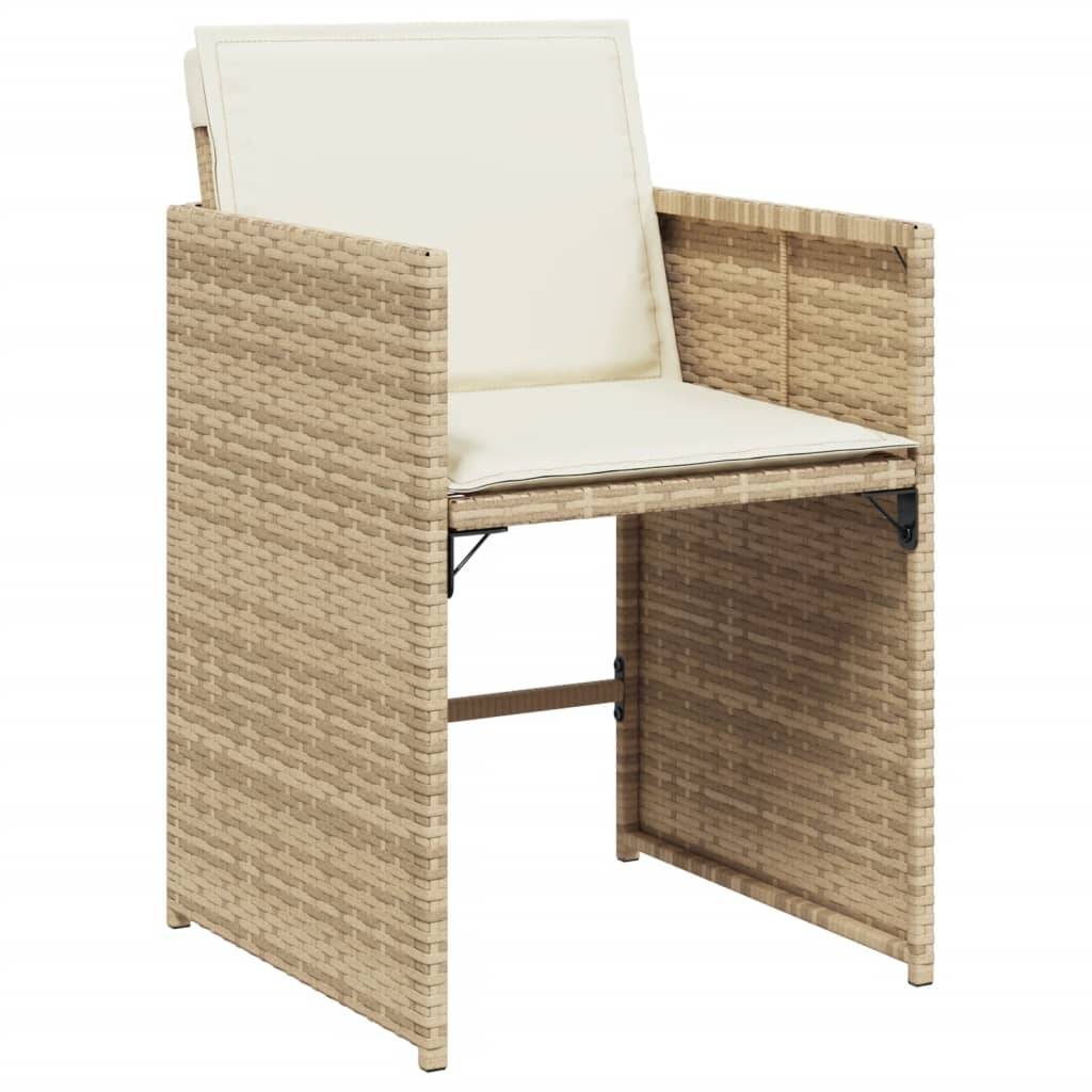 Table et Chaises de Jardin 12 Places Résine Tressée Encastrable Plateau Bois Beige – ComfortXL Outdoor Living - Image 3
