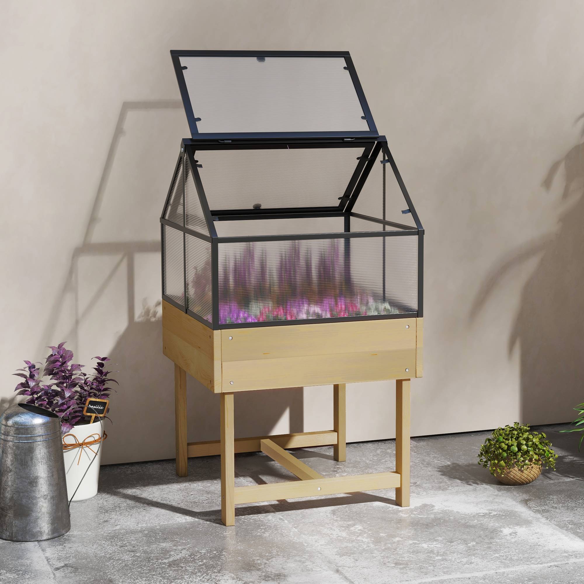 ComfortXL - Mini serre sur pieds bois et polycarbonate balcon protection hivernale naturel - ComfortXL Outdoor Living - Image 3