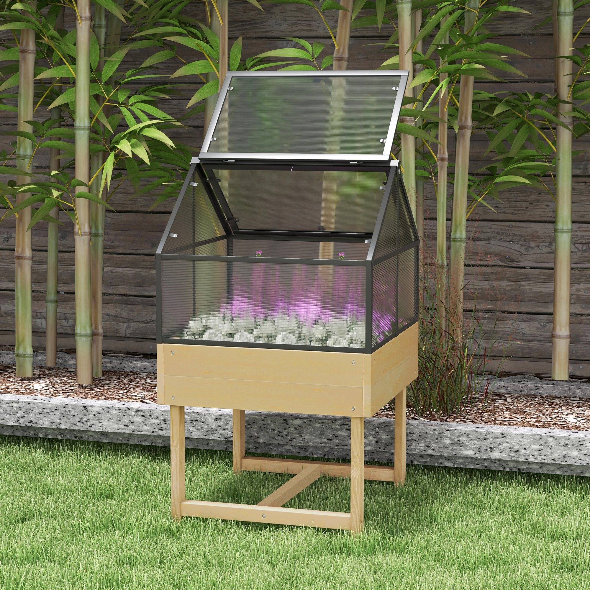 ComfortXL - Mini serre sur pieds bois et polycarbonate balcon protection hivernale naturel - ComfortXL Outdoor Living - Image 4