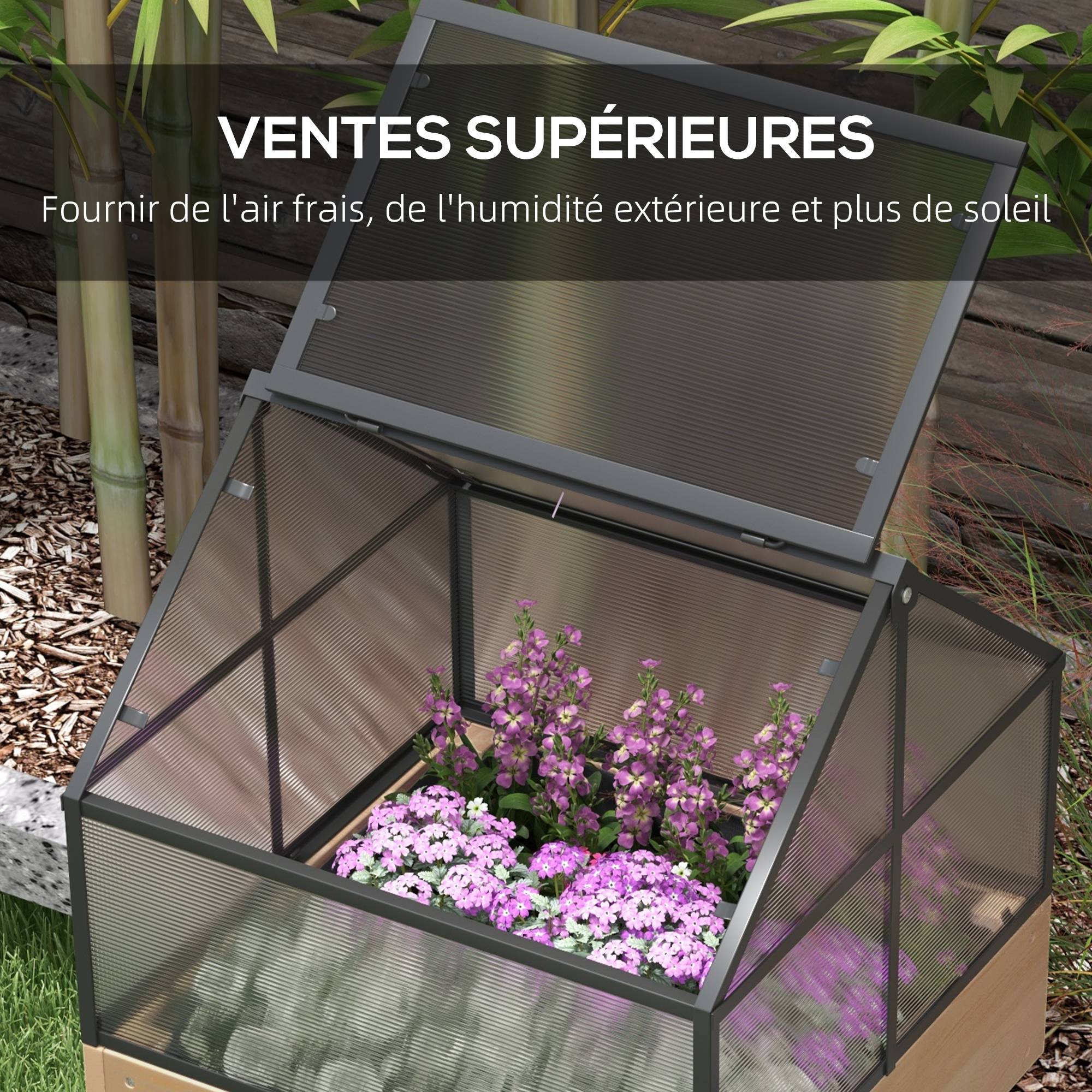 ComfortXL - Mini serre sur pieds bois et polycarbonate balcon protection hivernale naturel - ComfortXL Outdoor Living - Image 7