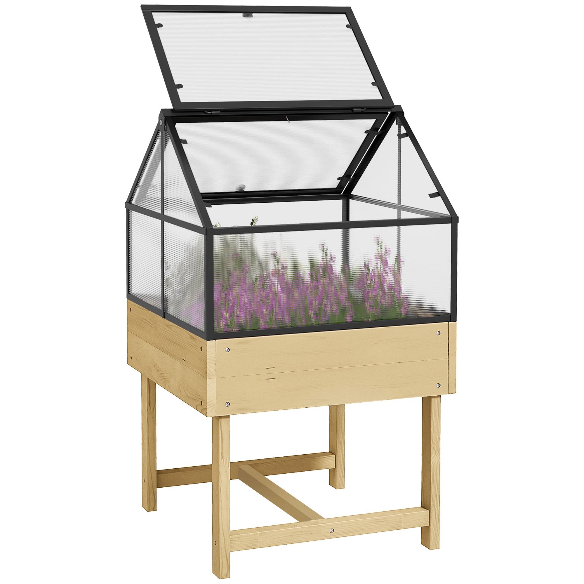 ComfortXL - Mini serre sur pieds bois et polycarbonate balcon protection hivernale naturel - ComfortXL Outdoor Living - Image 1