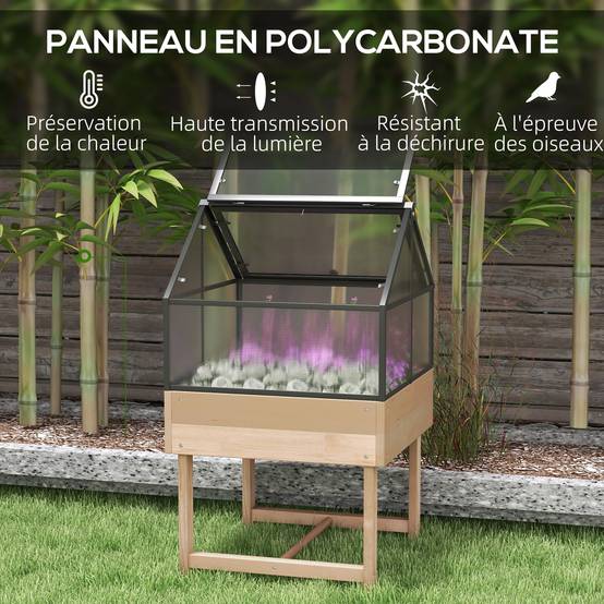 ComfortXL - Mini serre sur pieds bois et polycarbonate balcon protection hivernale naturel - ComfortXL Outdoor Living - Image 6