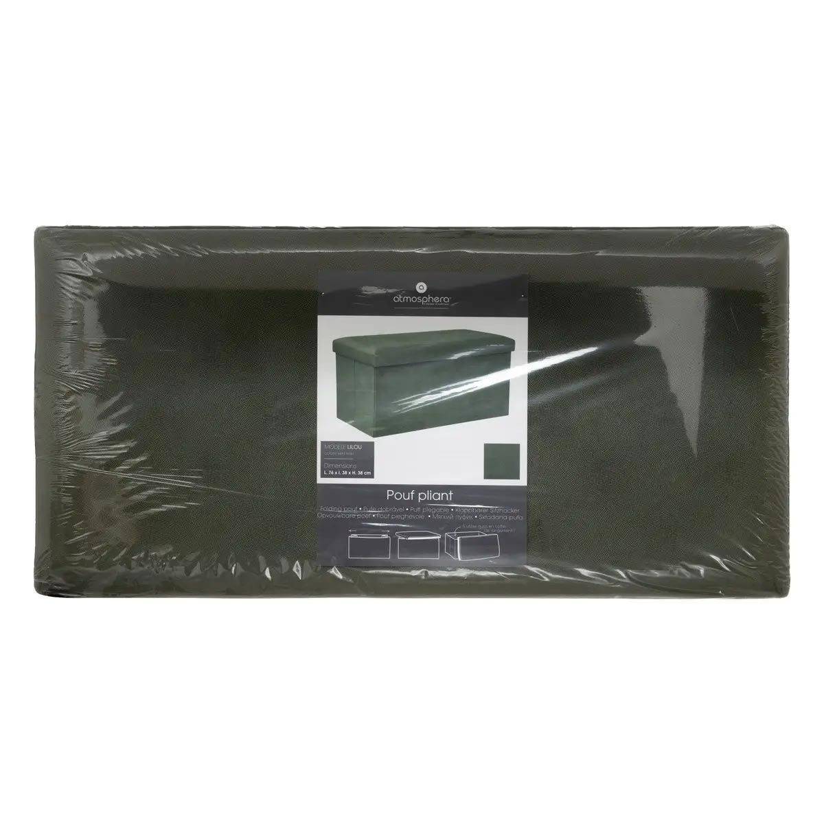 Pouf pliant et Coffre de rangement en tissu Vert kaki 76 x 38 cm - Imagen 6