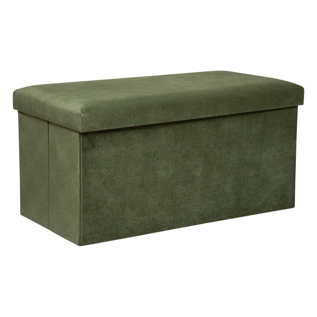 Pouf pliant et Coffre de rangement en tissu Vert kaki 76 x 38 cm - Imagen 1