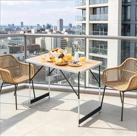 Table de camping pliante Aluminium Jardin Hauteur réglable 100x60cm Chêne clair - ComfortXL Outdoor Living - Image 7