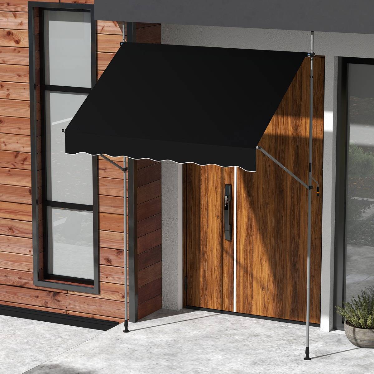Store Banne Manuel Rétractable 2x1,2M avec Manivelle Hauteur Réglable Aluminium Noir - Image 4