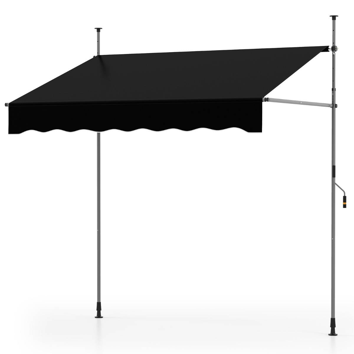 Store Banne Manuel Rétractable 2x1,2M avec Manivelle Hauteur Réglable Aluminium Noir - Image 1