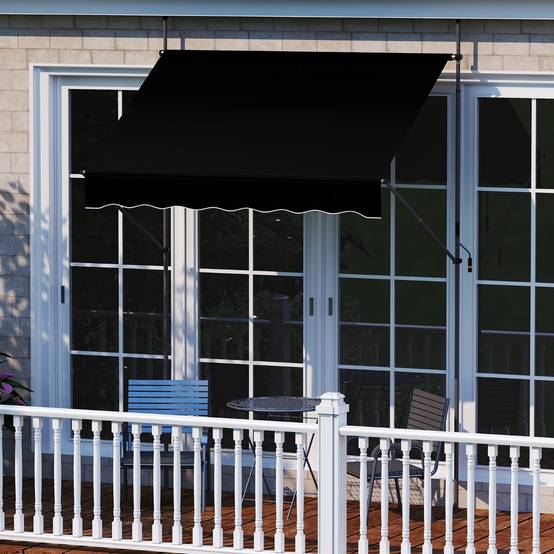 Store Banne Manuel Rétractable 2x1,2M avec Manivelle Hauteur Réglable Aluminium Noir - Image 3