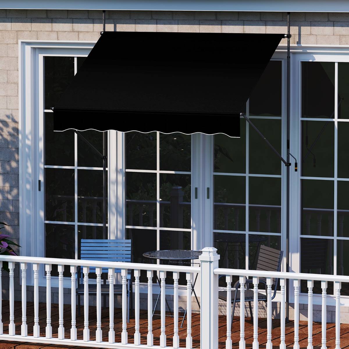 Store Banne Manuel Rétractable 2x1,2M avec Manivelle Hauteur Réglable Aluminium Noir - Image 3