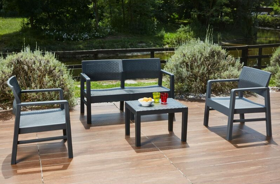 Importdistrib - Table basse jardin effet rotin 59x46x40cm anthracite IMPORTDISTRIB - Image 5