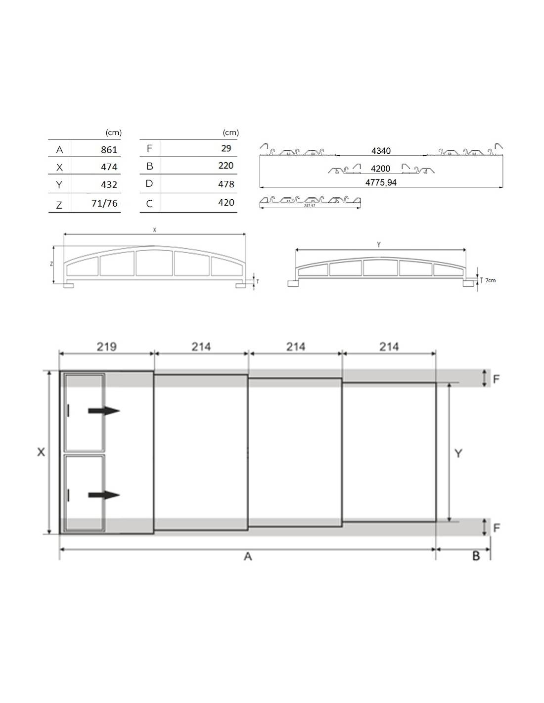 Altanka - Abri de piscine Skyline - 8,61x4,20 m - polycarbonate alvéolaire 8 mm - Couleur Ral7016 Graphite - ECO303 - Imagen 2