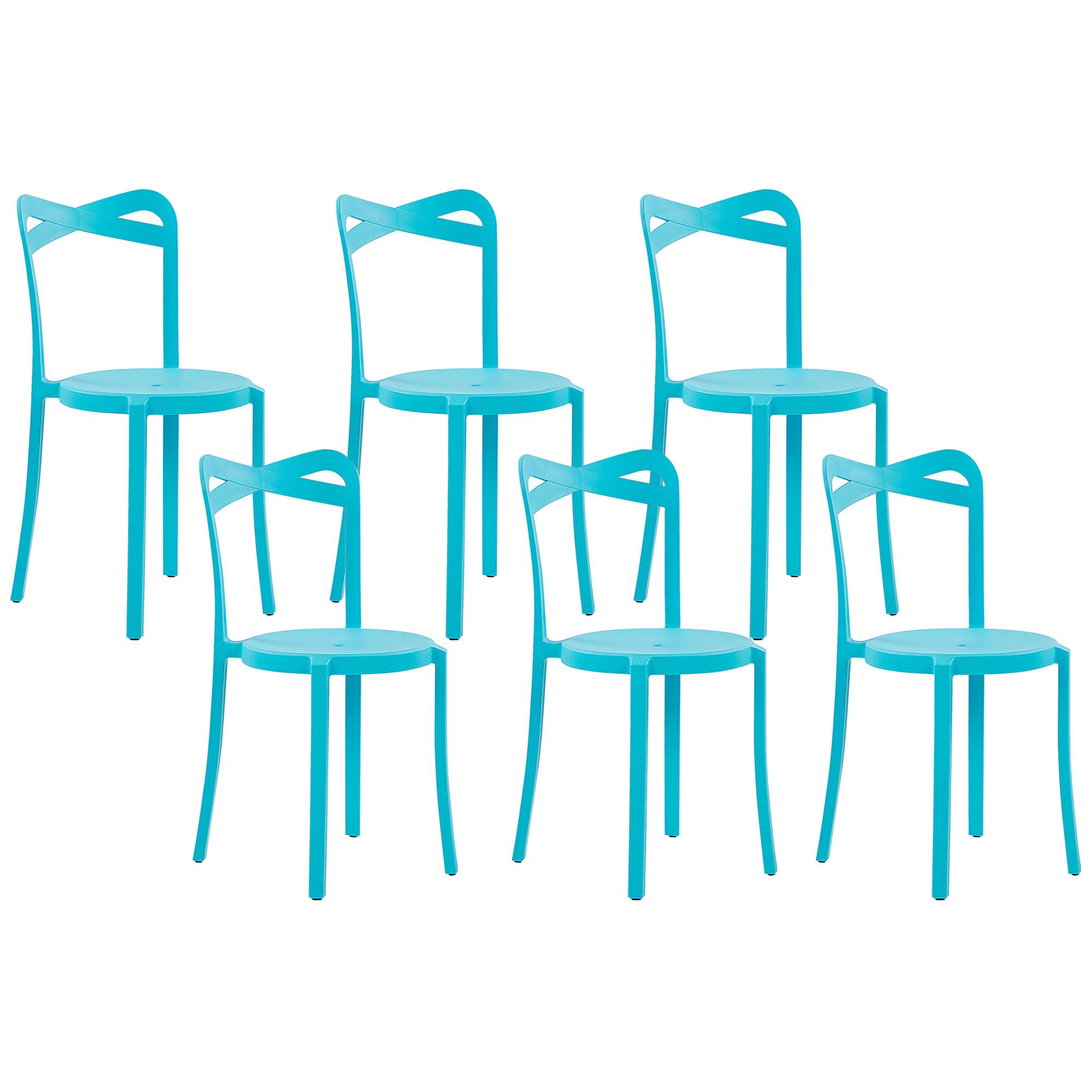 Beliani - Lot de 6 Chaises de Salle à Manger Design en Plastique Bleu Turquoise Empilables pour Intérieur et Extérieur au Style Moderne et Scandianave Beliani - Imagen 1