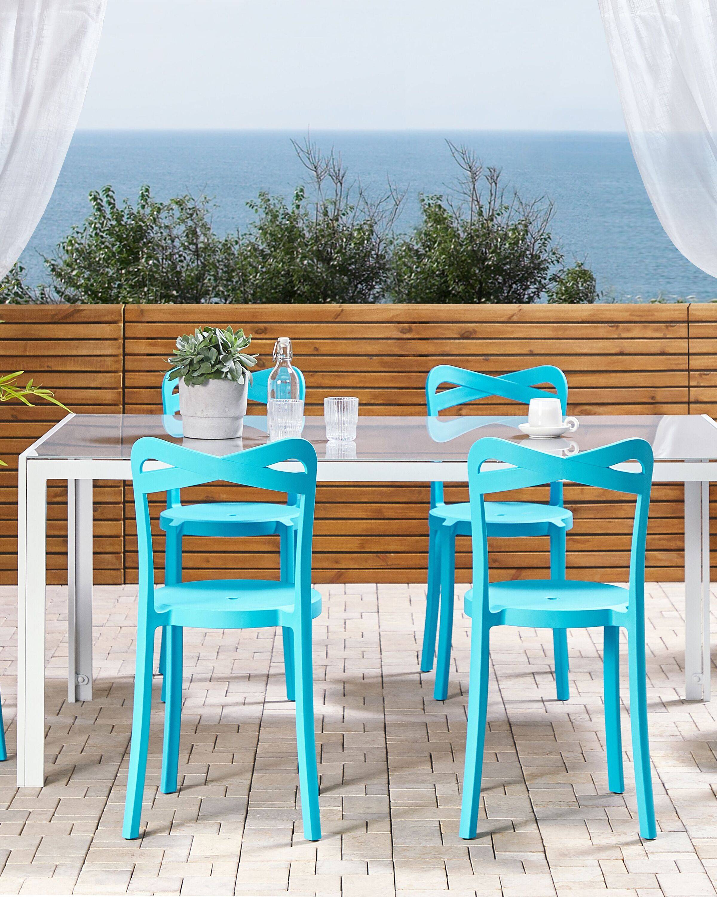 Beliani - Lot de 6 Chaises de Salle à Manger Design en Plastique Bleu Turquoise Empilables pour Intérieur et Extérieur au Style Moderne et Scandianave Beliani - Imagen 2