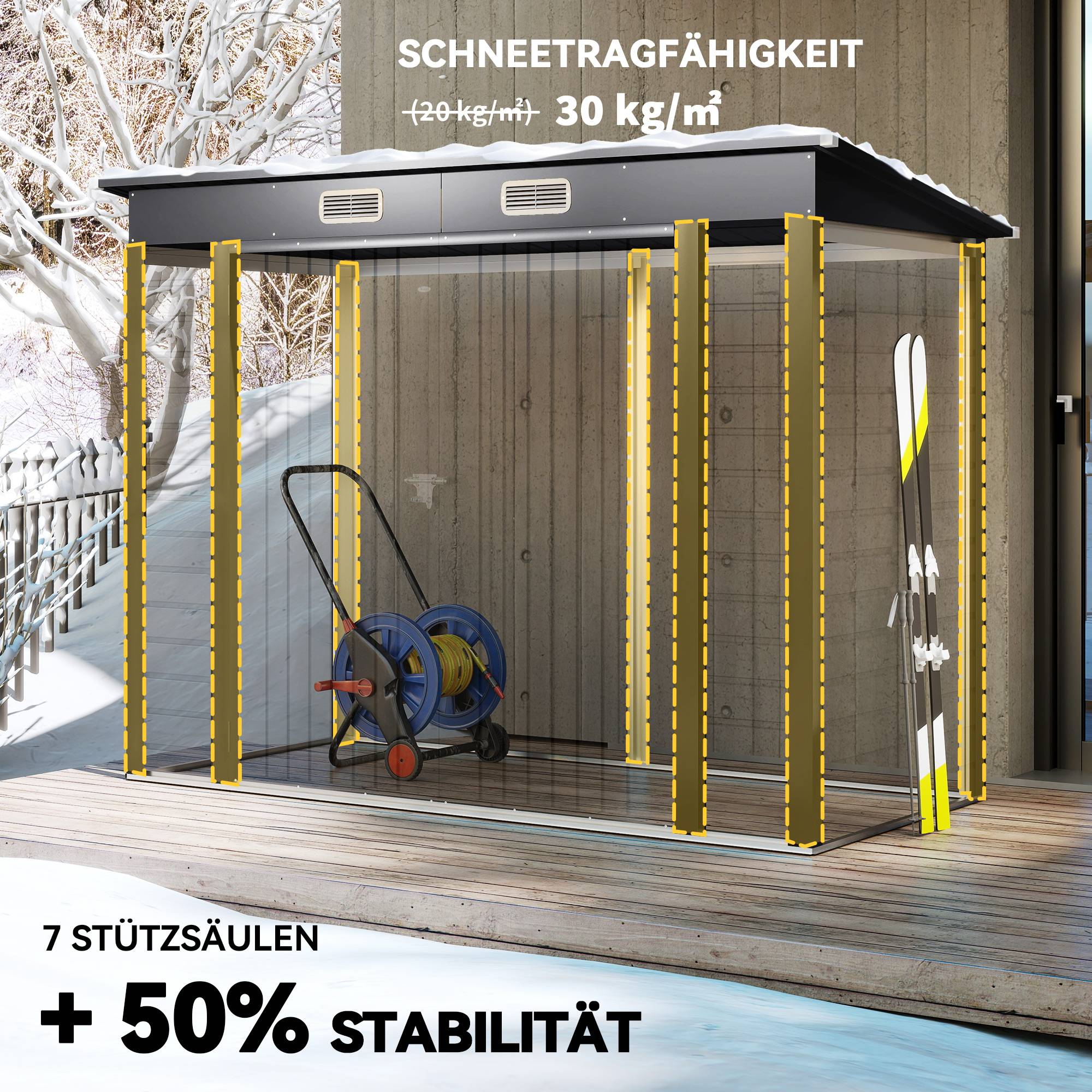 Abri jardin acier outillage doubles portes 249Lx121Px166/183Hcm gris - Image 7