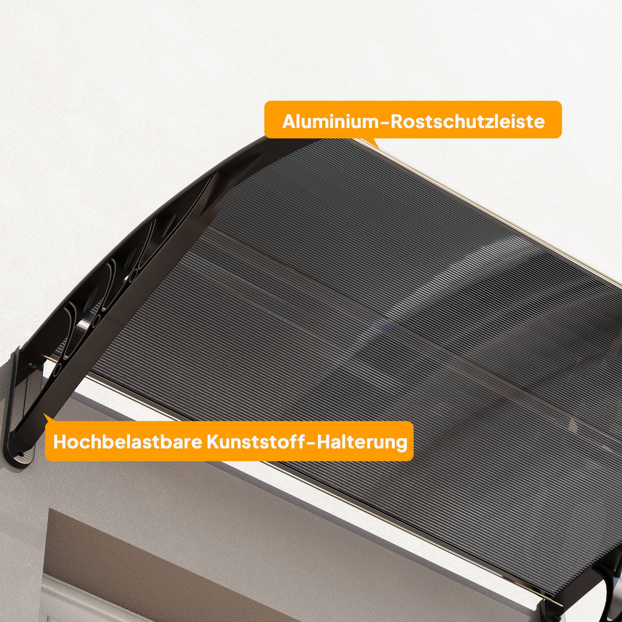 Auvent de porte, couverture entrées et fenêtres, 100L x 75P x 23H cm, noir - Image 10