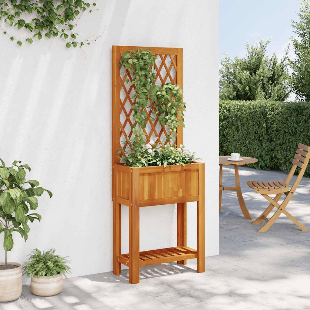 Jardinière avec treillis et étagère bois d'acacia naturel 55 x 29.5 x 152 cm - PANGIVO - Image 3