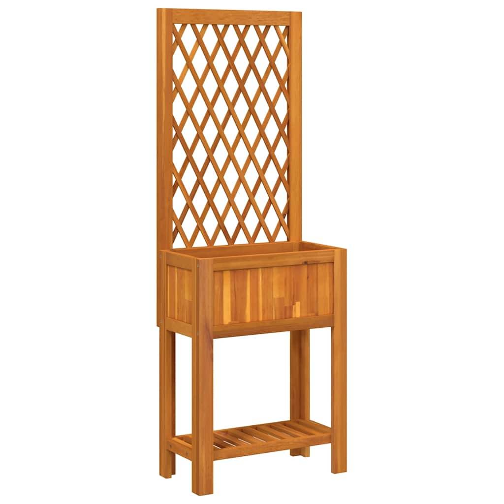 Jardinière avec treillis et étagère bois d'acacia naturel 55 x 29.5 x 152 cm - PANGIVO - Image 2