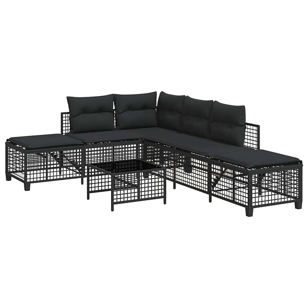 Maison Chic - Salon de jardin d'angle 3 pcs | Mobilier d'extérieur avec coussins noir résine tressée Maison Chic