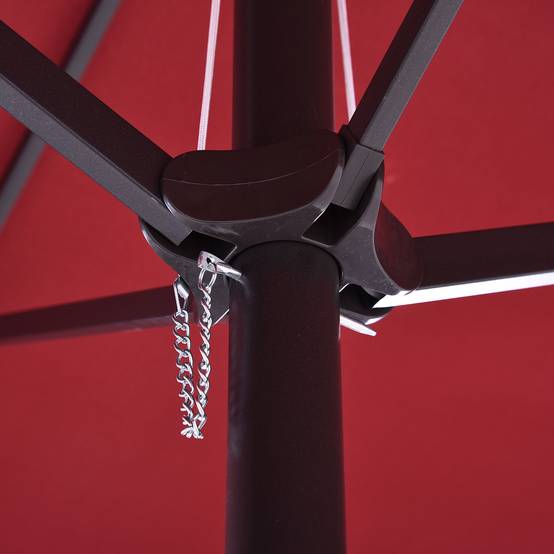 Parasol double extérieur acier jardin terrasse manivelle 455x265cm rouge bordeaux - ComfortXL Outdoor Living - Image 7