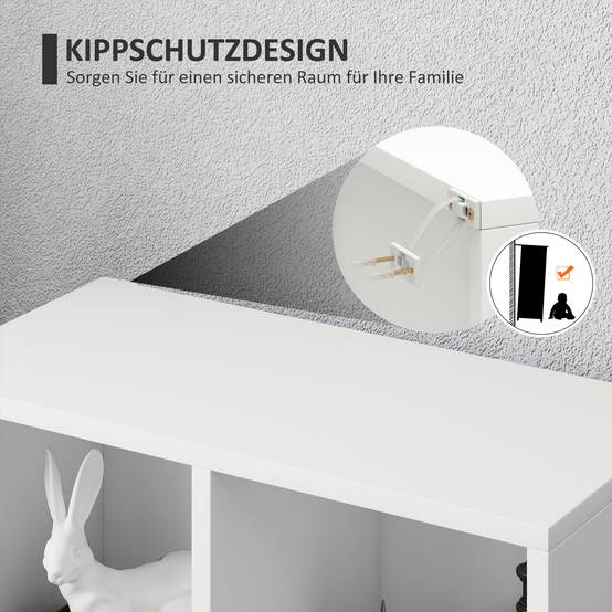 Étagère à 2 niveaux, 5 compartiments, panneaux de particules, étagère de rangement, blanche - Image 8