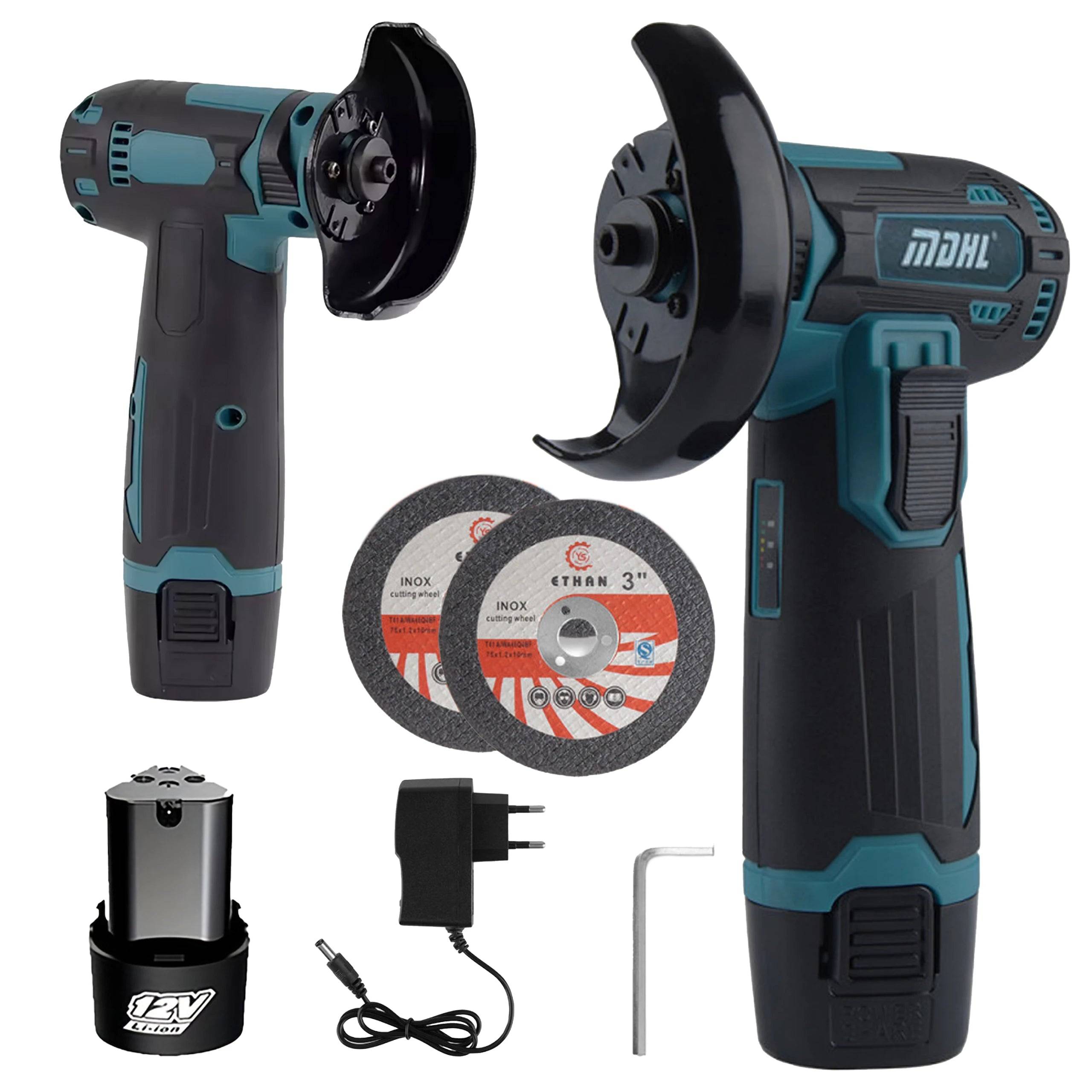 Entrepotbrico - Meuleuse d’angle sans fil 12 V, moteur sans balais, disque de 76 mm