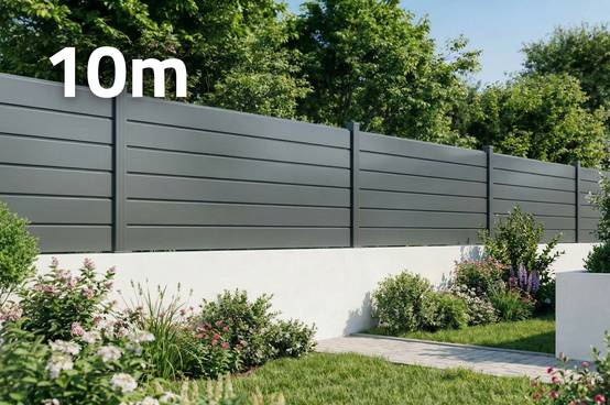 Casanoov Clôture Aluminium Persienne 10m VANO H.90 cm gris - Image 1