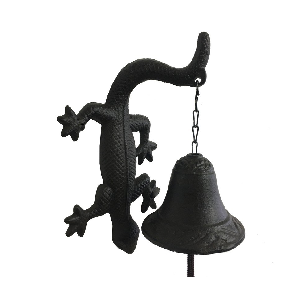 Cloche de jardin de porte ancienne salamandre fonte marron 12x23.5cm Chemin de campagne - Image 1