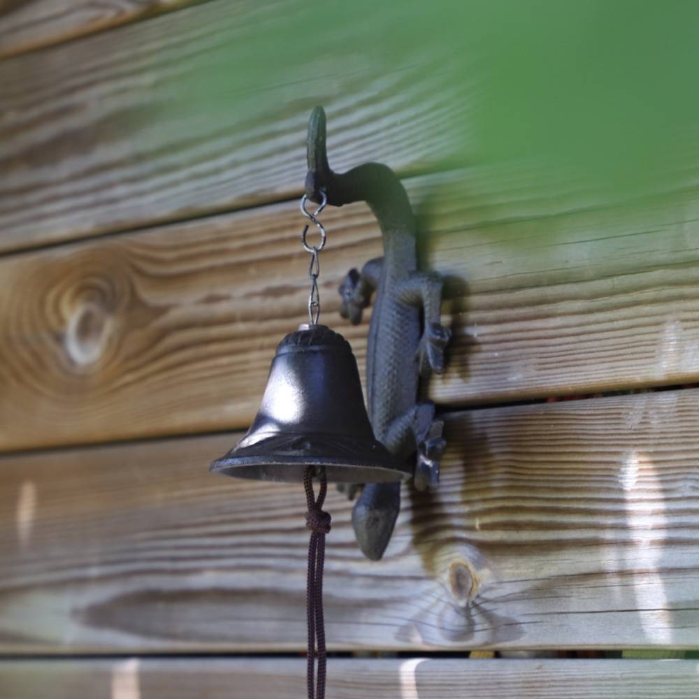 Cloche de jardin de porte ancienne salamandre fonte marron 12x23.5cm Chemin de campagne - Image 3
