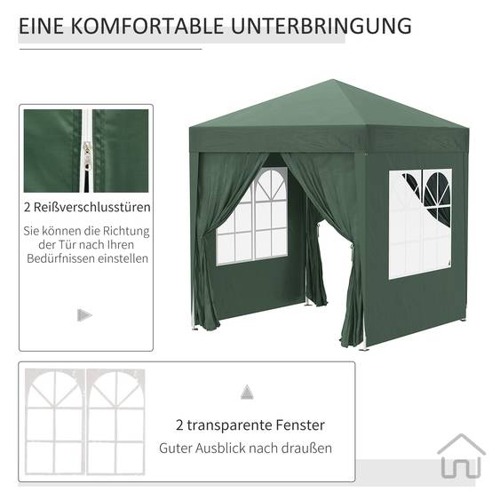 Tonnelle pliante de jardin en acier protection UV imperméable 2x2m vert foncé - ComfortXL Outdoor Living - Image 7