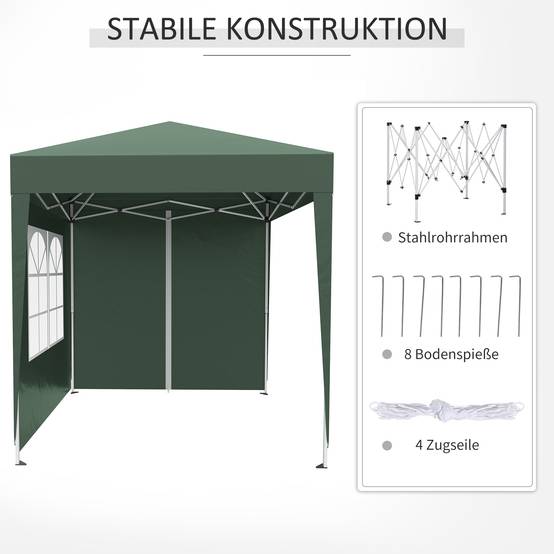 Tonnelle pliante de jardin en acier protection UV imperméable 2x2m vert foncé - ComfortXL Outdoor Living - Image 9