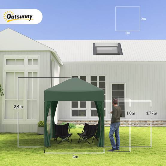 Tonnelle pliante de jardin en acier protection UV imperméable 2x2m vert foncé - ComfortXL Outdoor Living - Image 5