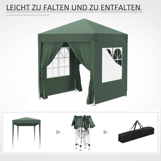 Tonnelle pliante de jardin en acier protection UV imperméable 2x2m vert foncé - ComfortXL Outdoor Living - Image 10