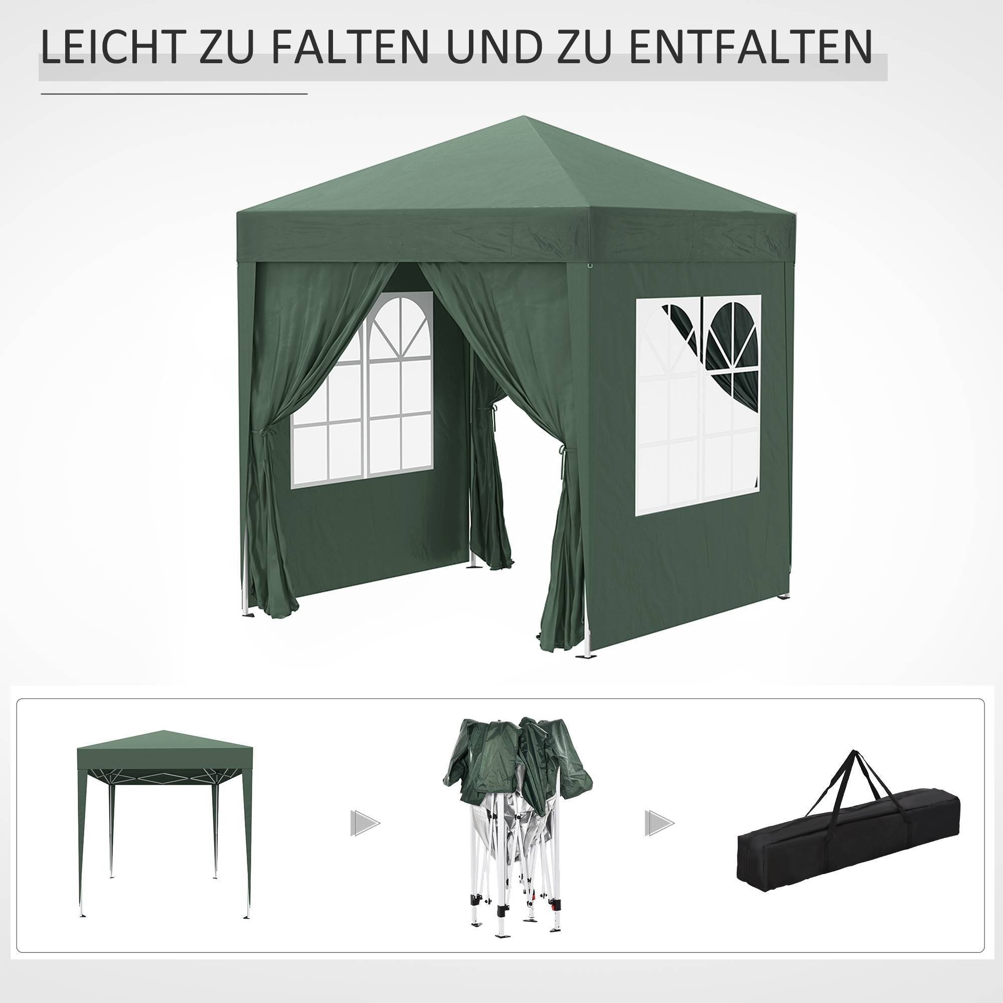 Tonnelle pliante de jardin en acier protection UV imperméable 2x2m vert foncé - ComfortXL Outdoor Living - Image 10
