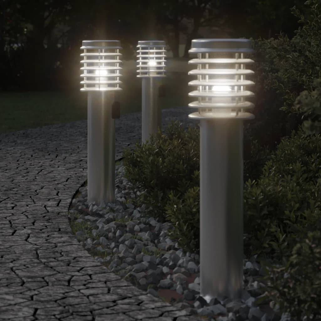 3 pcs Lampadaires de jardin - Lampadaires d'extérieur et sortie argenté acier inoxydable-JU1069 - Image 2
