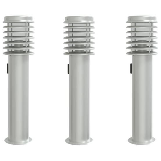 3 pcs Lampadaires de jardin - Lampadaires d'extérieur et sortie argenté acier inoxydable-JU1069 - Image 1