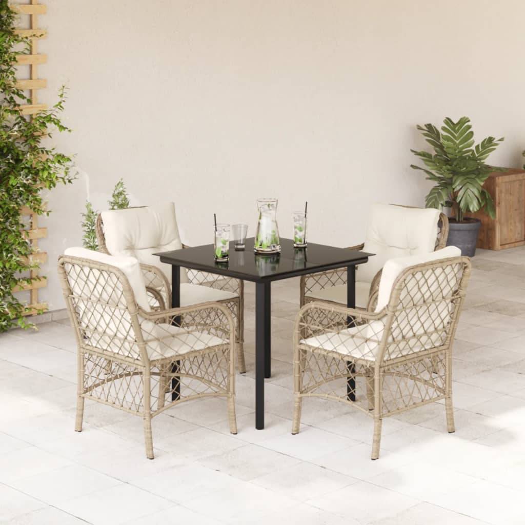 Salon de Jardin pour Balcon 4 Places, Fauteuils Confortables Résine Tressée Beige – ComfortXL Outdoor Living
