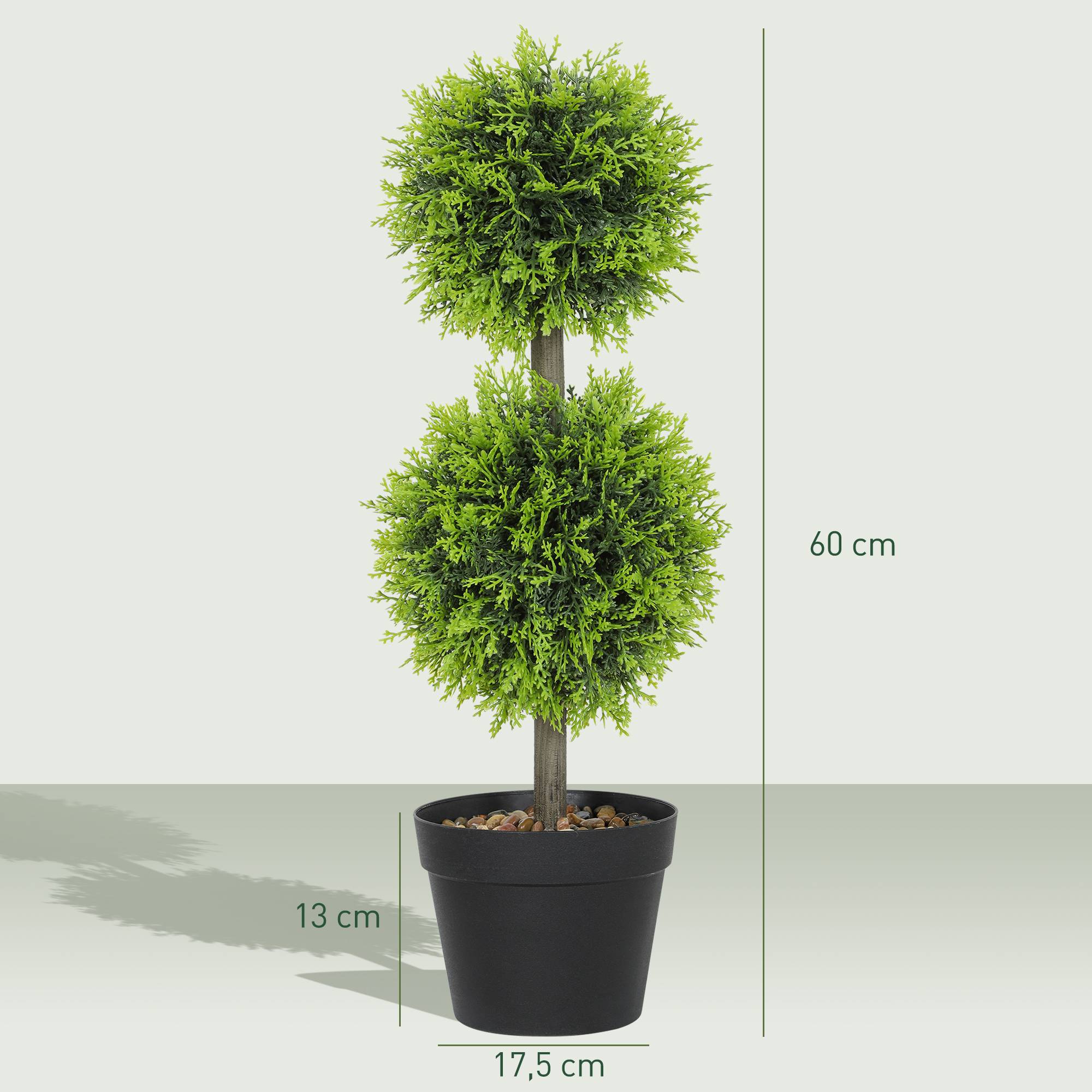 Lot 2 cyprès boules buis artificiels plastique intérieur extérieur anti-UV 60cm vert - ComfortXL Outdoor Living - Image 5