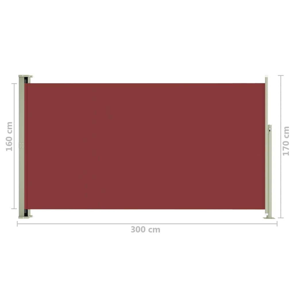 Helloshop26 - Auvent paravent store brise-vue latéral rétractable de patio jardin terrasse balcon protection visuelle écran 170 x 300 cm rouge - Imagen 6
