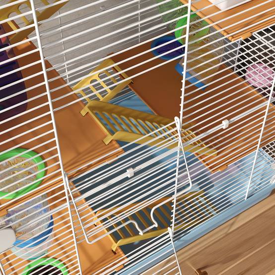 Cage hamster 5 niveaux en métal pour rongeurs avec tubes et accessoires 46x30x58cm bleu - ComfortXL Outdoor Living - Image 10