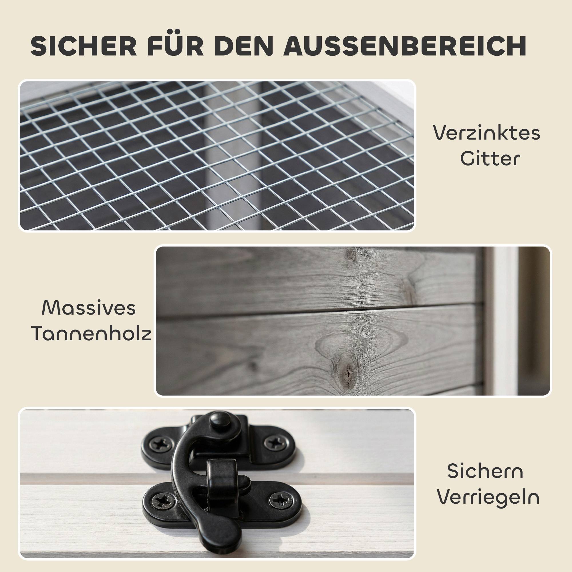 Maison tortue bois 113×106,5×44,5cm gris foncé, espace libre, logement principal, fenêtre visuelle, dessus rabattable, 2 portes - Image 8