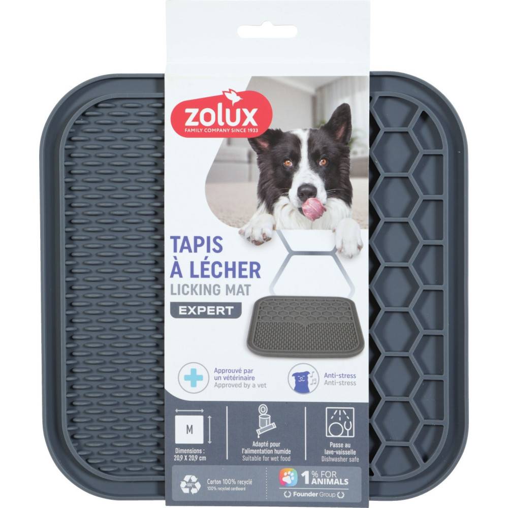 Zolux - Tapis à lécher M silicone ventouse 21 x 21 cm gris pour chien - Imagen 1