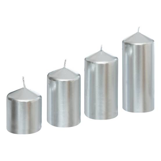 Lot de 4 Bougies Satin Argent 505G - Image 1