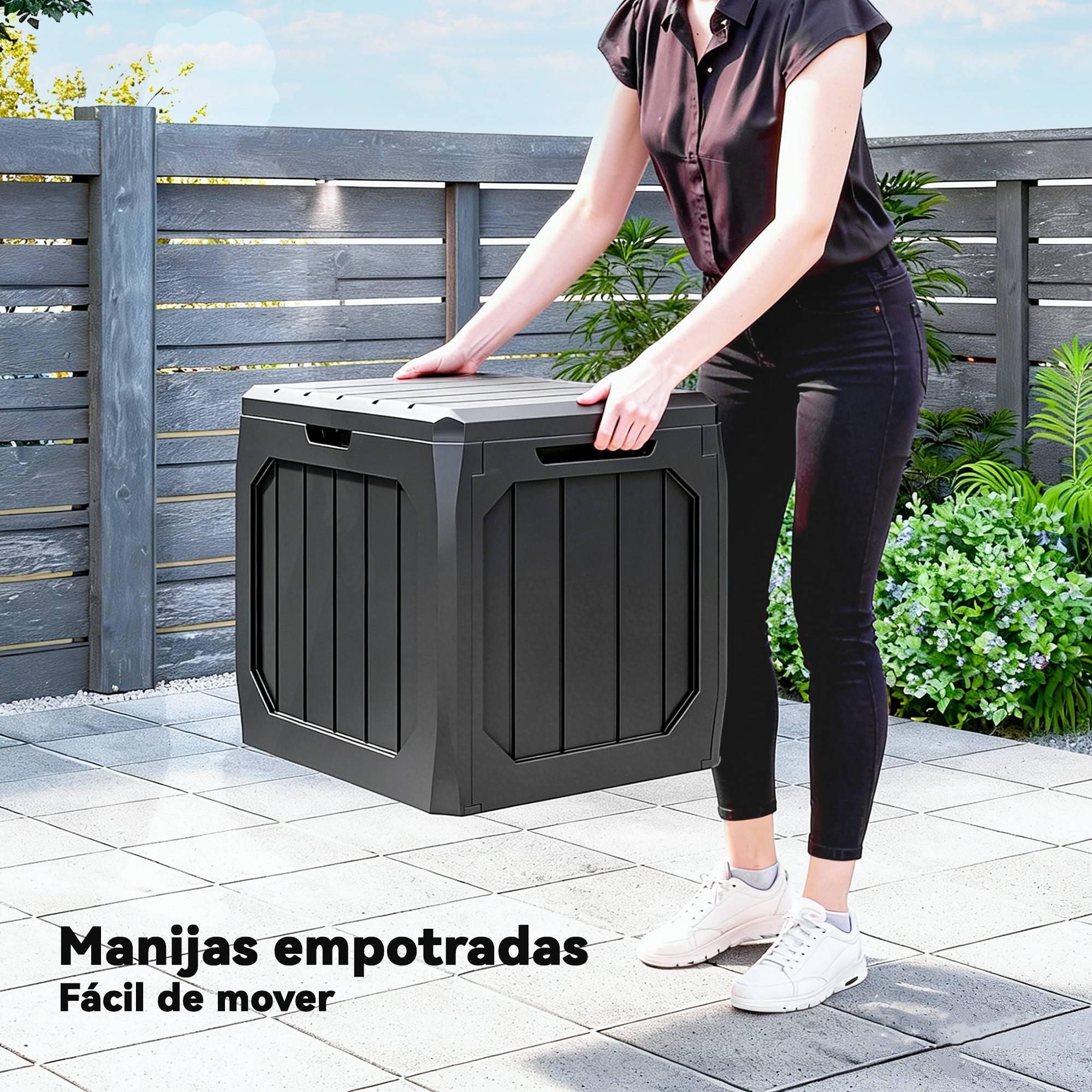 Coffre de Rangement Extérieur Résine Imperméable Verrouillable 121L 56x45x53cm Noir - ComfortXL Outdoor Living - Image 7