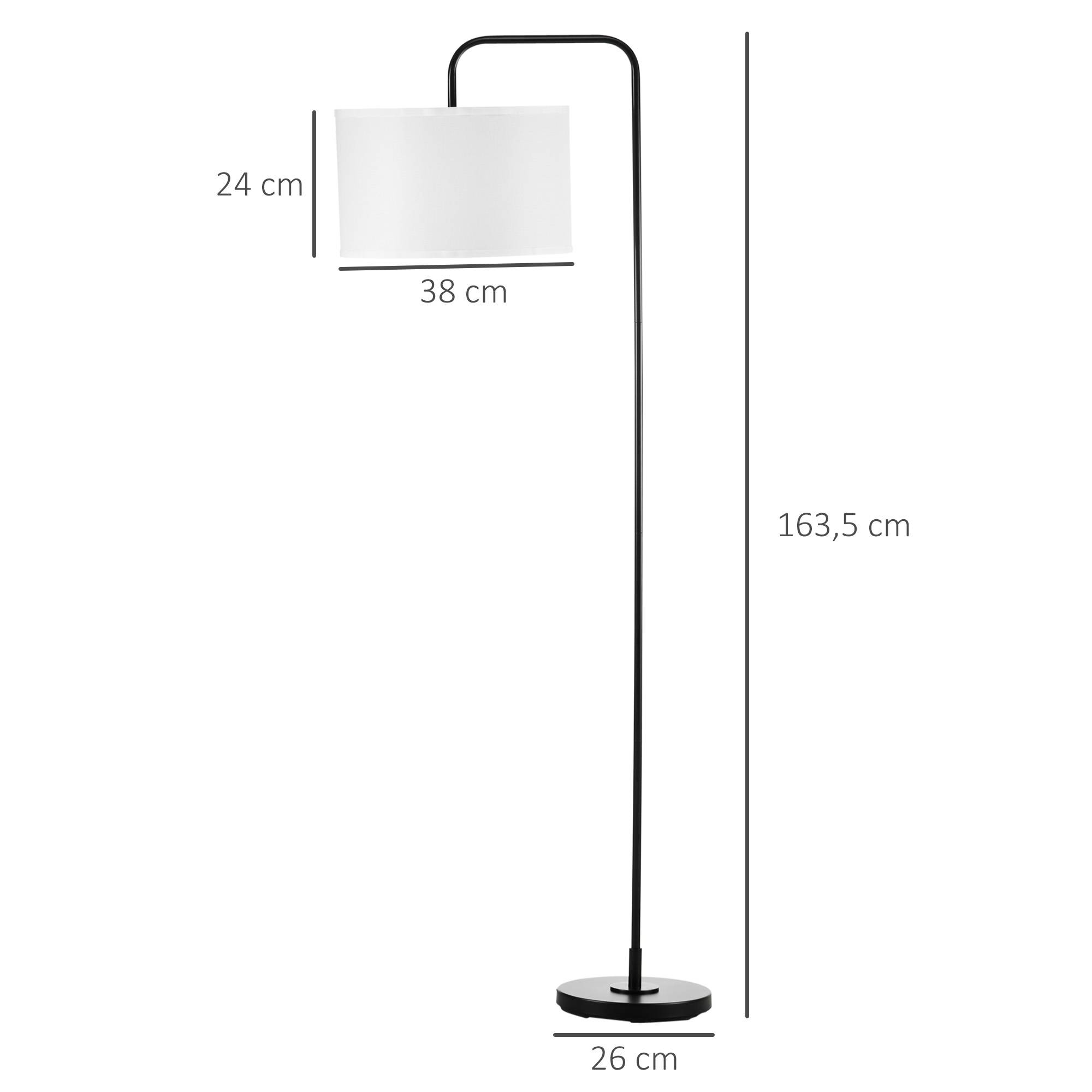Lampadaire avec interrupteur au pied, lampadaire avec abat-jour en tissu, acier, blanc - Image 5