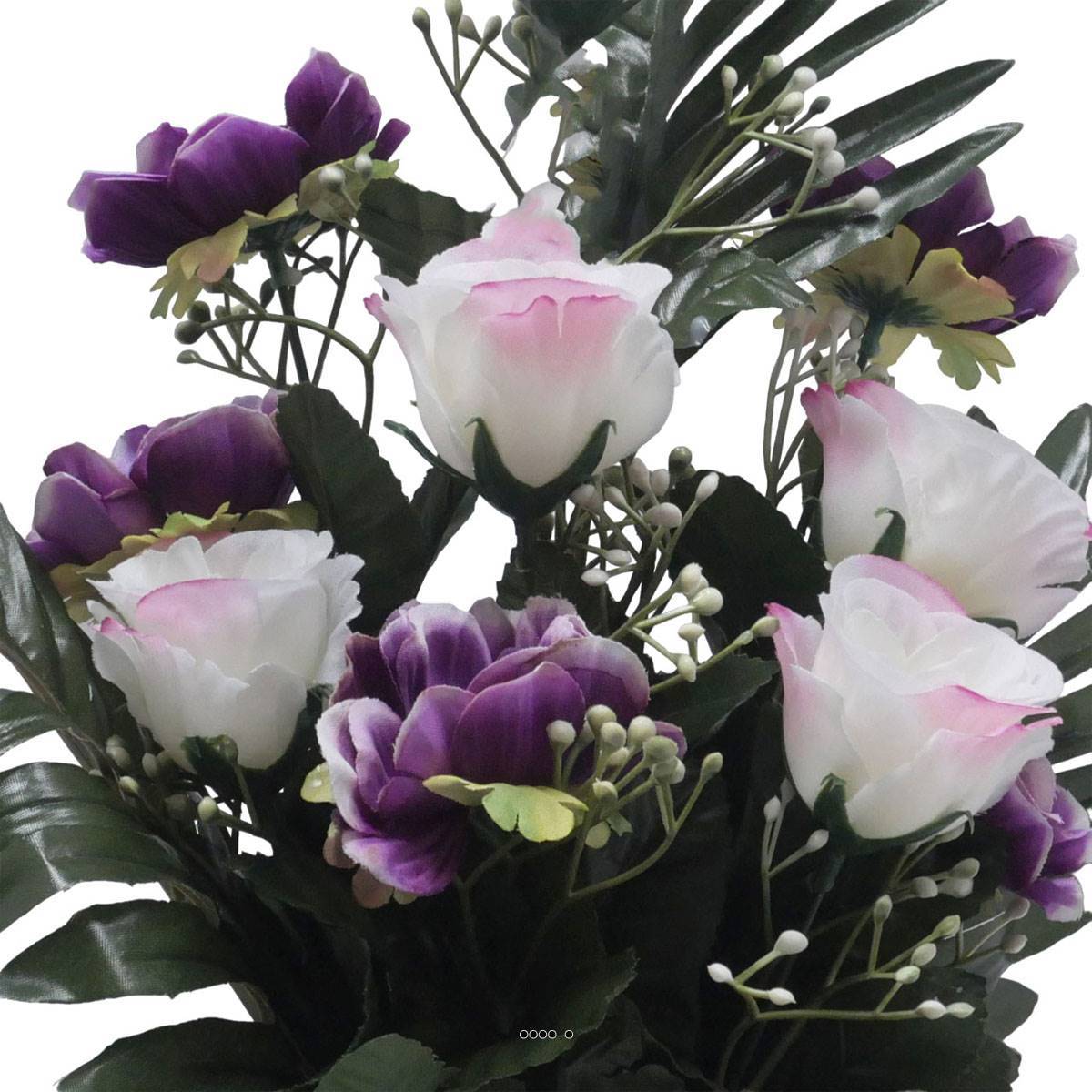 Artificielles - Jardinière pot béton bouton de rose, Anémone et Gypso Pourpre pour la Toussaint - couleur: Pourpre 340 - Imagen 3