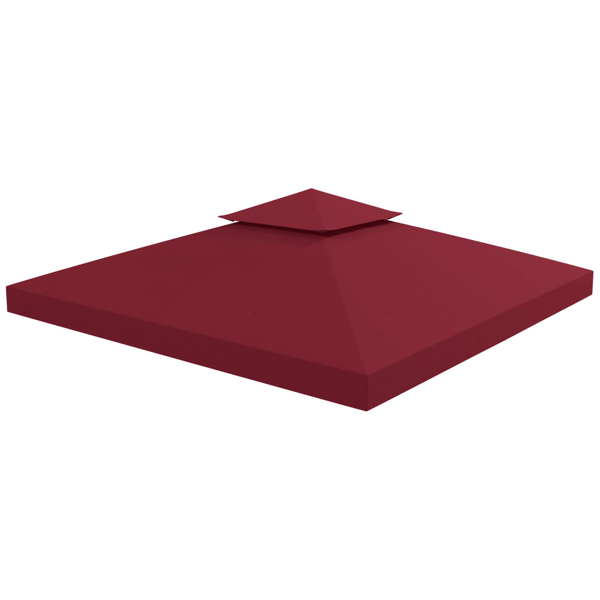 ComfortXL - Toile de rechange pour tonnelle polyester toit pavillon extérieur 3x3m rouge vineux - ComfortXL Outdoor Living - Image 2